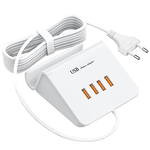 Caricatore Usb Multiplo 25W Multipla Caricabatterie Alimentatore Presa Spina Con 4 Porte Caricabatteria Usb Per Iphone 12/11/8/7/X/Ipad Pro,Samsung S2