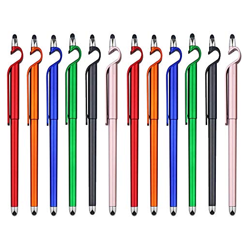 Sitake Penna Stilo, 12 Pezzi 3 In 1 Supporto Per Telefono + Penna Per Tablet Capacitivo + Penne A Sfera Per Tutti I Dispositivi Touch Screen (Stile 2)