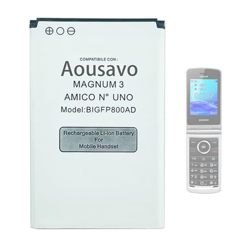 Aousavo (60Mm*38Mm*4.2Mm) Bigfp800Ad - Batteria Di Ricambio Compatibile Con Brondi Magnum 3 Amico N3 Brondi Amico N.1 Amico N Uno Bl-11At (Non Compati