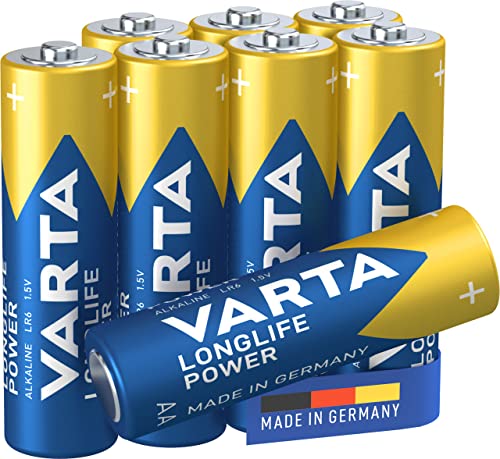 Varta Longlife Power Batterie Aa Mignon Lr06 (Pacco Da 6+2) Batteria Alcalina - Made In Germany - Ideali Per Giocattoli, Torce, Controller E Altri Dis