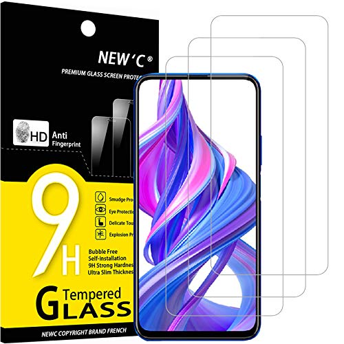 New'C 3 Pezzi, Vetro Temperato Per Honor 9X, Honor 9X Pro, Pellicola Prottetiva Anti Graffio, Anti-Impronte, Senza Bolle, Durezza 9H, 0,33Mm Ultra Tra