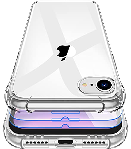Garegce Cover Per Iphone 7/8/Se 2020/2022+[2× Pellicola Protettiva In Vetro Temperato], Custodia In Trasparente Silicone Tpu Morbido Antiurto Per Ipho