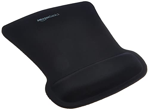 Amazon Basics - Irregolare Tappetino Per Mouse In Gel Con Poggiapolsi, Nero