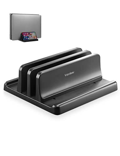 Vaydeer Supporto Verticale Per Computer Portatile – Regolabile E Salvaspazio, Supporto Per Laptop 4 In 1 Con 2 Slot Per Macbook, Notebook, Ipad, Lapto