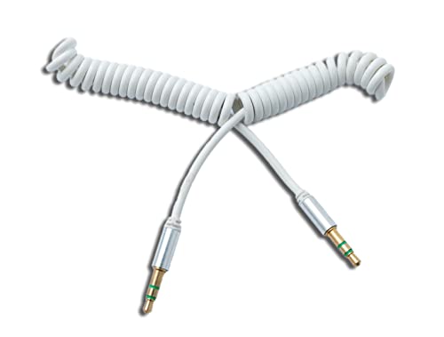 System-S Cavo Audio, 150 Cm, 3,5 Mm, Stereo, Maschio A Maschio, A Spirale, Colore Bianco