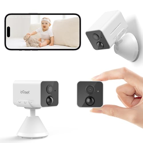 Iegeek Telecamera Wifi Interno A Batteria Videocamera Wireless 100% Senza Fili, Fhd 1080P, Rilevazione Di Moviment Pir, Audio Bidirezionale, Visione N