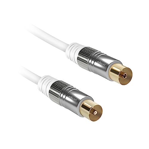 Ekon Cavo Antenna Tv, Cavo Antenna, Maschio Femmina, 1.8 Metri, 90 Db, Adattatore Incluso, Per Tv, Smart Tv, Decoder, Digitale Terrestre