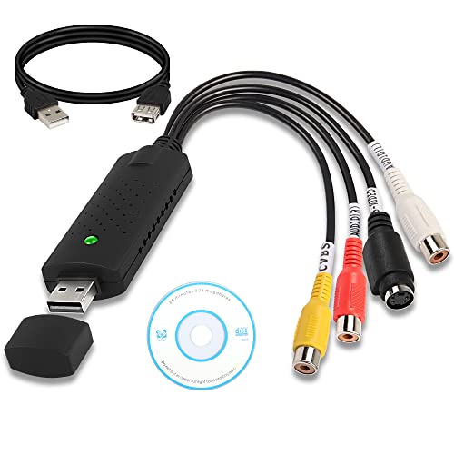 Meiriyfa Cavo Adattatore Usb 2.0 Per Acquisizione Audio Video, Convertitore Da Vhs A Digitale, Video Grabber Vhs Vcr Tv A Dvd Adattatore Convertitore
