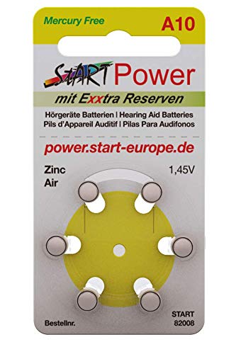 Start Power - 12 Batterie Per Apparecchi Acustici, Tipo A10-1,45 V, 100 Mah, Pr70