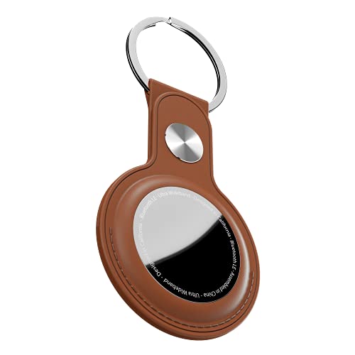 Keybudz Airtag Portachiavi In Pelle Con Ciondolo Per Apple Airtags, Custodia Protettiva Con Anello Portachiavi, Marrone