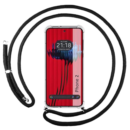 Tumundosmartphone Cover Ciondolo Trasparente Per Nothing Phone 2 5G Con Cordino Nero