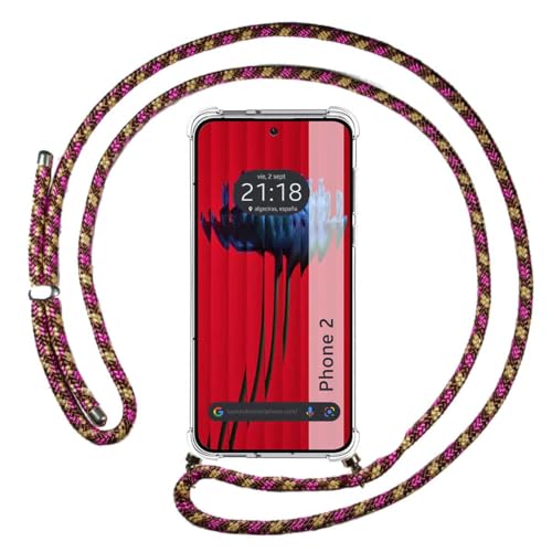 Tumundosmartphone Cover Ciondolo Trasparente Per Nothing Phone 2 5G Con Cordino Rosa/Dorato