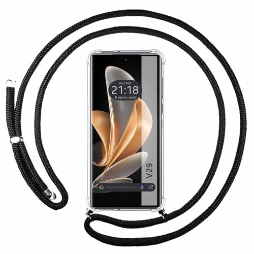 Tumundosmartphone Custodia A Sospensione Trasparente Per Vivo V29 5G Con Cordone Nero