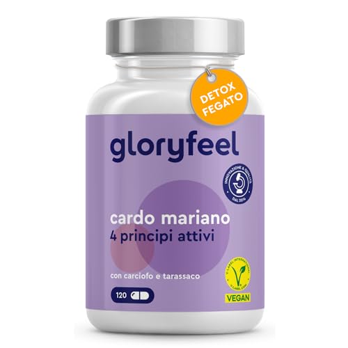 Cardo Mariano Fegato, 120 Capsule, Con Silimarina, Tarassaco, Carciofo, Alto Dosaggio, 4 Principi Attivi, Integratore Depurativo Per Il Fegato, Integr