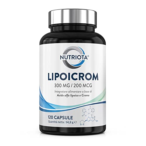 Acido Alfa Lipoico (Ala) 300 Mg Con Cromo Picolinato 200 Mcg Lipoicrom Nutriota - 120 Capsule - Integratore Alimentare