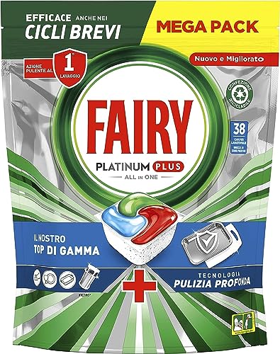 Fairy Platinum Detersivo Pastiglie Lavastoviglie Plus, Brillantante, 38 Capsule, Brezza Di Erbe Fresche