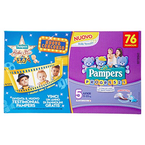 Pampers Progressi Pannolini Junior, Taglia 5 (11-25 Kg) - Pacco Da 76 Pezzi