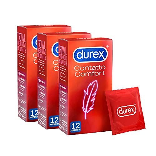 Durex Contatto Comfort Preservativi Sottili (0,055 Mm) Ad Alta Sensibilità, 36 Profilattici