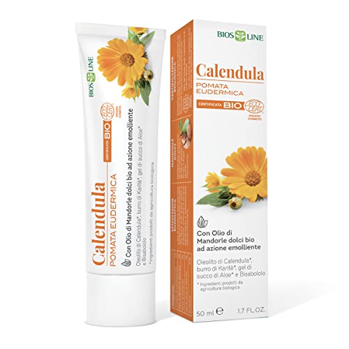 Bios Line Pomata Eudermica Bio Calendula, Pomata Lenitiva Per Pelli Arrossate O Scottature, Con Olio Di Mandorle Dolci, 50 Ml