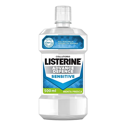 Listerine Collutorio Advanced Defense Sensitive, Colluttorio Senza Alcool A Base Di Cristalli Ossalato Di Potassio, Per Una Corretta Igiene Orale E Un