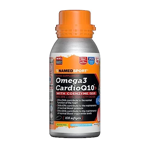 Namedsport> Omega 3 Cardio Q10, Integratore Di Omega 3, Con Coenzima Q10, Formula Altamente Concetrata, Senza Retrogusto, Confezione Da 108 Soft Gels