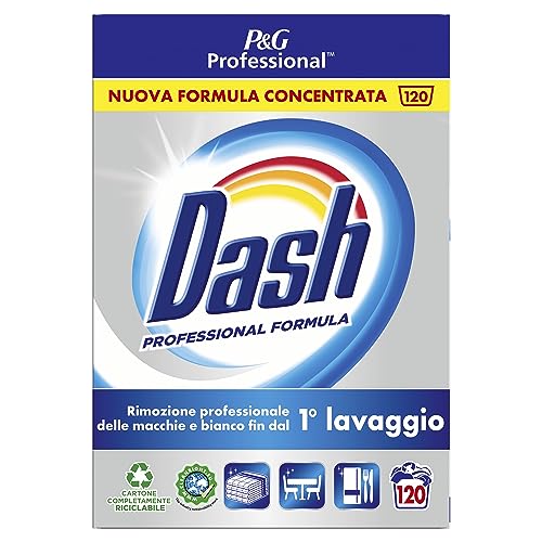 Dash Professional Detersivo Lavatrice Polvere, 120 Lavaggi, 6 Kg, Formula Professionale, Pulito Profondo, Dona Morbidezza Ai Capi Dal Primo Lavaggio,