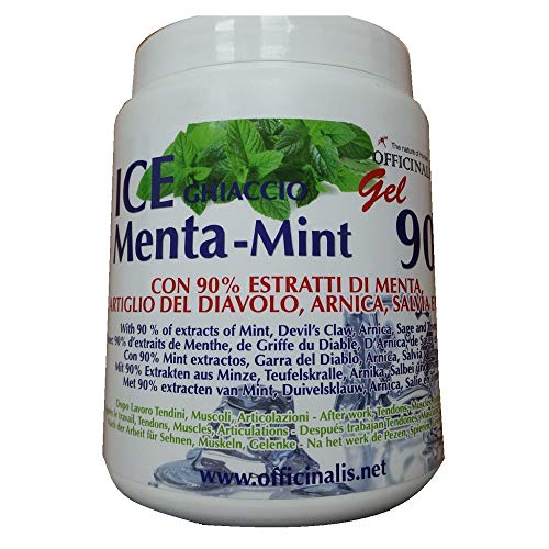 Officinalis Ice Ghiaccio Menta-Mint Gel 90% - Estratti Di Menta, Arnica, Salvia, Timo, Artiglio Del Diavolo 1000Ml