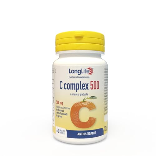Longlife® C Complex 500 | Vitamina C 500Mg A Rilascio Graduale | Con Bioflavonoidi Da Agrumi E Quercetina | Difese Immunitarie | Fino A 2 Mesi Di Trat