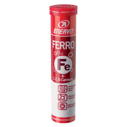 Enervit, Ferro, Integratore In Compresse Effervescenti, Gusto Arancia, Ideale In Ogni Stagione, Con Ferro, Vitamina C, Vitamina E E Beta-Carotene, Tub
