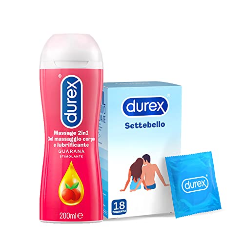 Durex Settebello 18 Preservativi + Durex Massage 2 In 1 Con Guaranà 200Ml