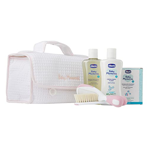 Chicco Set Idea Regalo Baby Moments, Con Acqua Di Colonia 100Ml, Bagno Delicato Corpo E Capelli 200Ml, Crema Corpo 200 Ml, Spazzola E Pettine, Tutto I