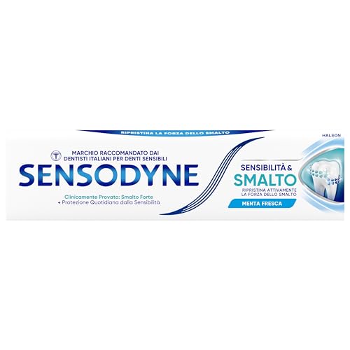 Sensodyne Dentifricio Sensibilità & Smalto Per Denti Sensibili Igiene Dentale Quotidiana Gusto Menta, 75Ml
