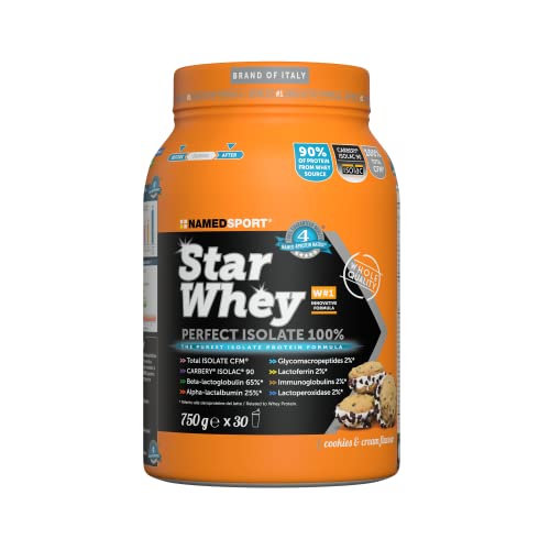 Star Whey Isolate Cookies & Cream 750 G - 100% Proteine Del Siero Del Latte Isolate Di Purissima Qualità Carbery® Isolac 90, Gusto Biscotti E Crema