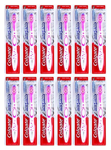 12 X Colgate Max White Spazzolino Da Denti Manuale Spazzolini Setola Media