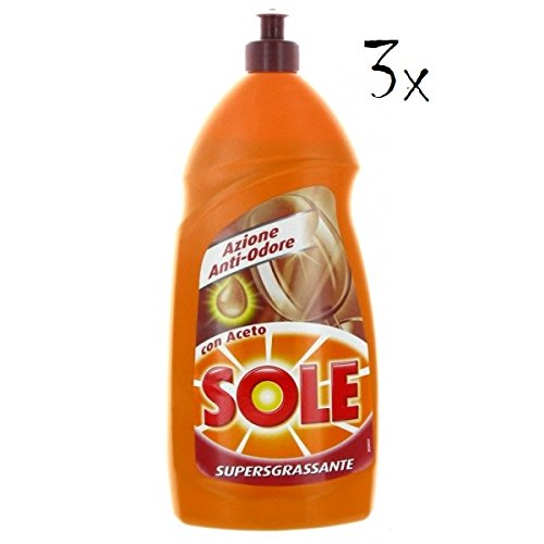 3 X Sole Piatti Con Aceto Water Detersivo Liquido Detersivo Liquido Detergente 1100 Ml