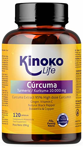 Curcuma 10000 Mg | Curcumina Pura | 120 Capsule | 95% Di Estratto | Zenzero, Pepe Nero (Piperina), Boswellia, Vitamina C E Rame | Altamente Assorbibil