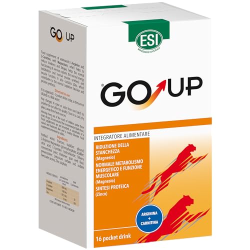 Esi - Go Up, Integratore Alimentare A Base Di L-Arginina, L-Carnitina E Magnesio, Favorisce La Riduzione Di Stanchezza E Affaticamento, Gusto Dulce De