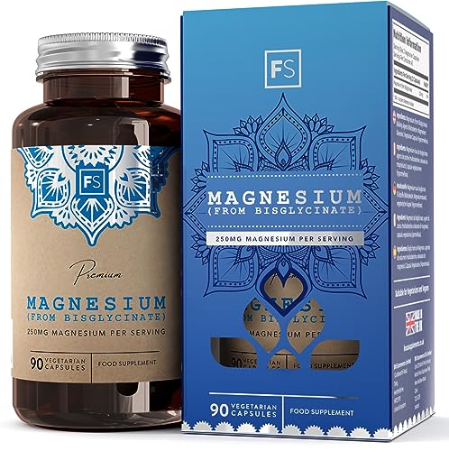 Fs Bisglicinato Di Magnesio 90 Capsule Vegane | 1250Mg Di Glicinato, Pari A 250Mg Di Magnesio Elementare Puro Per Porzione | Senza Ogm E Allergeni | P