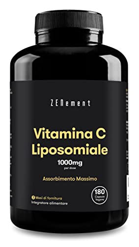 Vitamina C Liposomiale Vegana - Vitamina C 1000Mg In 180 Capsule Di Vit C Liposomiale - La Vitamina C Contribuisce Al Normale Funzionamento Del Sistem