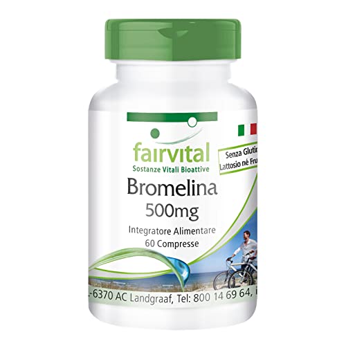 Fairvital | Bromelina 500Mg - Per 2 Mesi - Vegana - Alto Dosaggio - 60 Compresse - 1200 Fip - Enzima Ananas