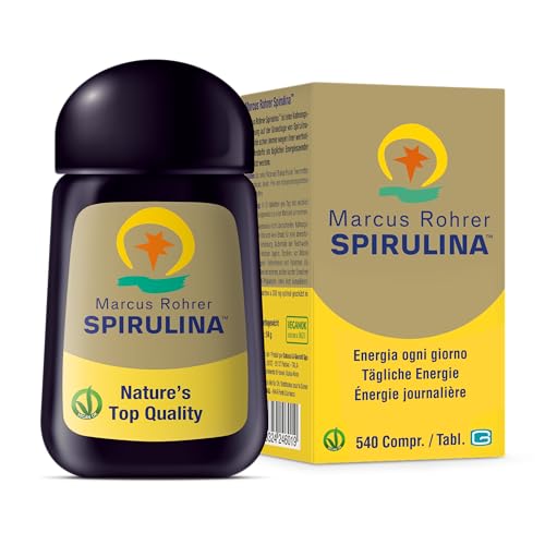 Marcus Rohrer Spirulina Integratore Alimentare Completo Adatto Ai Vegani, Bottiglia Di Vetro Viola Miron® (540 Compresse)