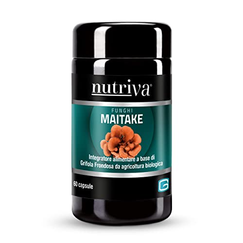 Nutriva Maitake, Integratore Alimentare A Base Di Grifola Frondosa In Capsule, Adatto Per I Vegani, 596Mg (60 Capsule)