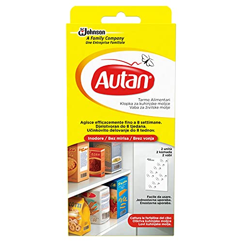 Autan Antitarme Alimentari, Confezione Da 2 Fogli, Cattura Le Tarme Alimentari E Le Farfalline Del Cibo, Efficace Fino A 8 Settimane