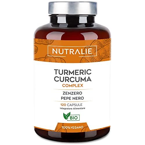 Curcuma E Piperina Plus 1420Mg - Pepe Nero + Curcumina + Zenzero - Antinfiammatorio Naturale Bio - Integratore Turmeric Antiossidante Naturale - 120 C