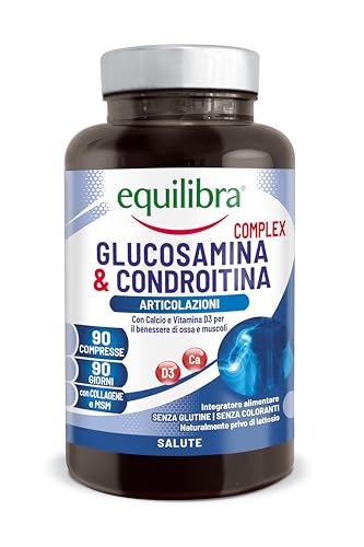 Equilibra Integratori Alimentari, Glucosamina & Condroitina Complex, Integratore A Base Di Glucosamina E Condroitina, Con Msm, Calcio, Zinco E Vitamin