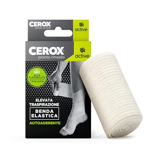 Cerox Active,Benda Elastica Autoaderente-Elevata Traspirazione Ed Alta Flessibilità-Ideale Per Lievi Traumi, Bendaggi Leggeri E Fissaggio Di Medicazio
