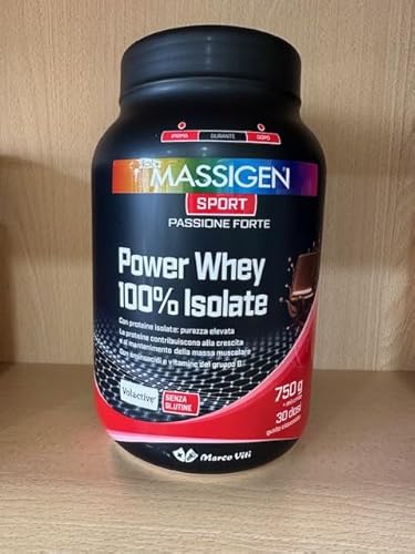Massigen Sport - Proteine Power Whey 100% Isolate 750 G - Gusto Cookies & Cream Dieta Proteica, Massa Muscolare, Ipertrofia