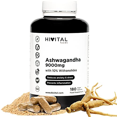 Ashwagandha 9000 Mg. 180 Capsule Vegane. Estratto Naturale Di Withania Somnifera Con Il 10% Di Withanolidi. Ginseng Indiano Per Ridurre Lo Stress E L'