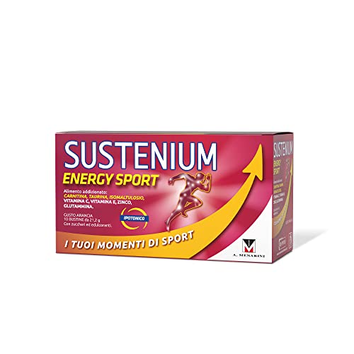 Sustenium Energy Sport, Energizzante Per Sportivi Con Taurina, Carnitina, Glutammina, Vitamina E, Vitamina C, Zinco E Sali Minerali. 10 Bustine Al Gus