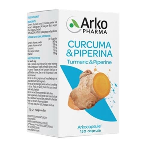 Arkopharma Arkocapsule - Curcuma + Piperina Bio Integratore, 130 Capsule